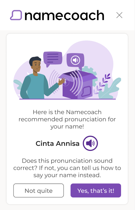 namecoach recommended pronunciation feature